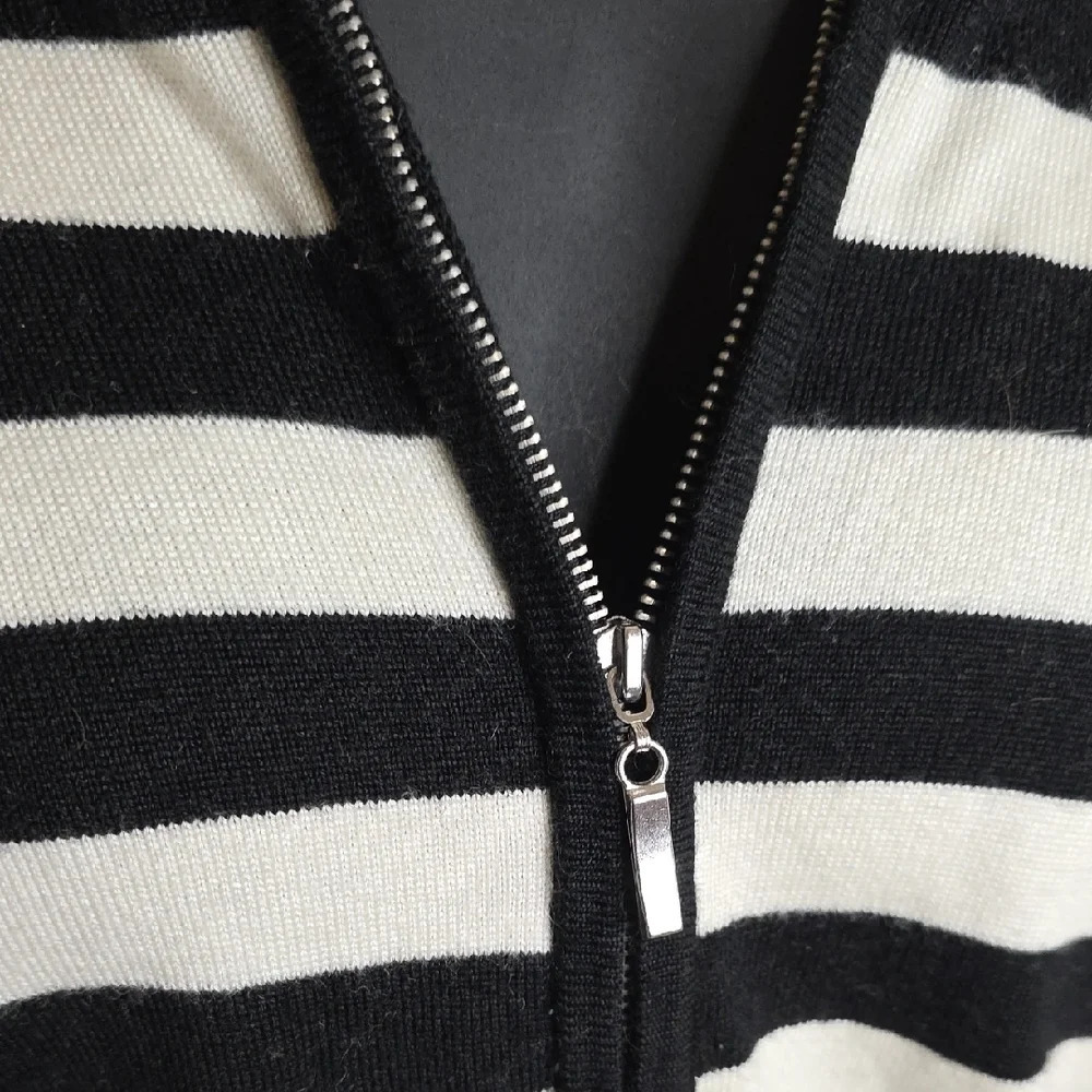 Alyx Black & White Striped  Zip UpHoodie Sweater Cardigan Size M - Picture 2 of 6